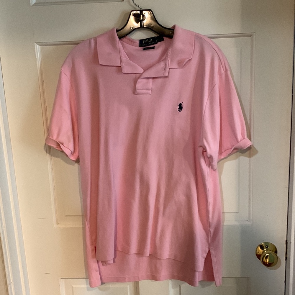 Polo. Men’s large pink polo, short sleeve polo shirt.